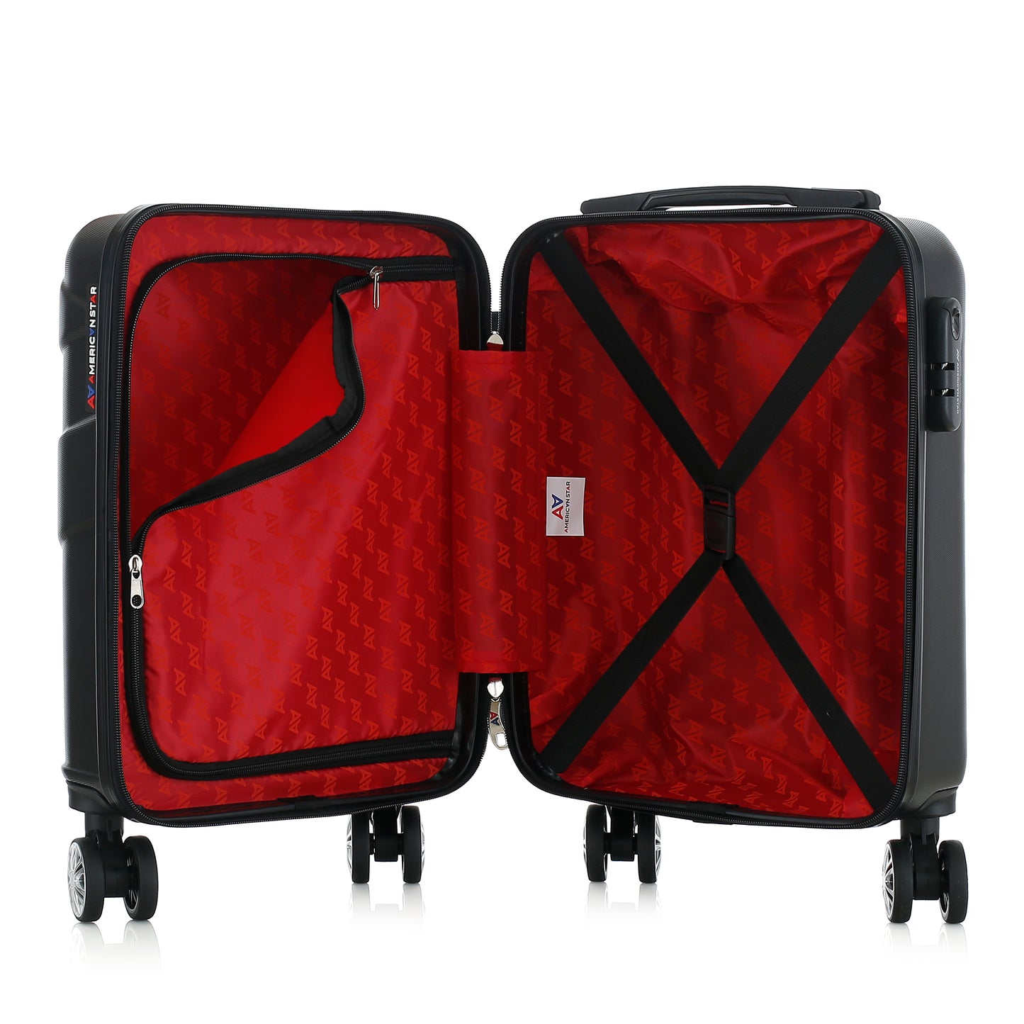 Valise noire de notre collection American Star Boston, taille XS ouverte