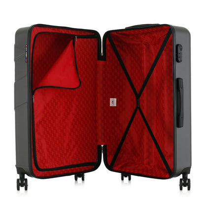 Valise grise de notre collection American Star Boston, taille L ouverte