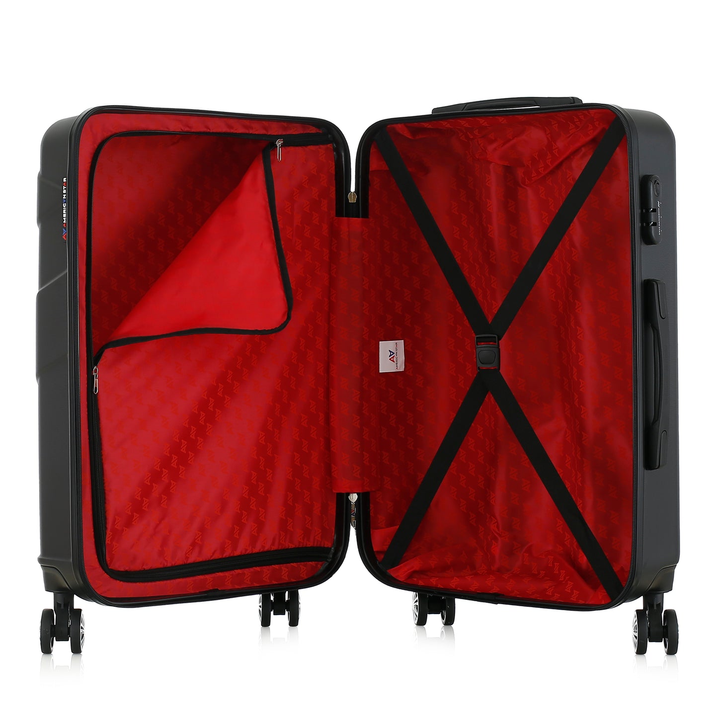 Valise noire de notre collection American Star Boston, taille M ouverte