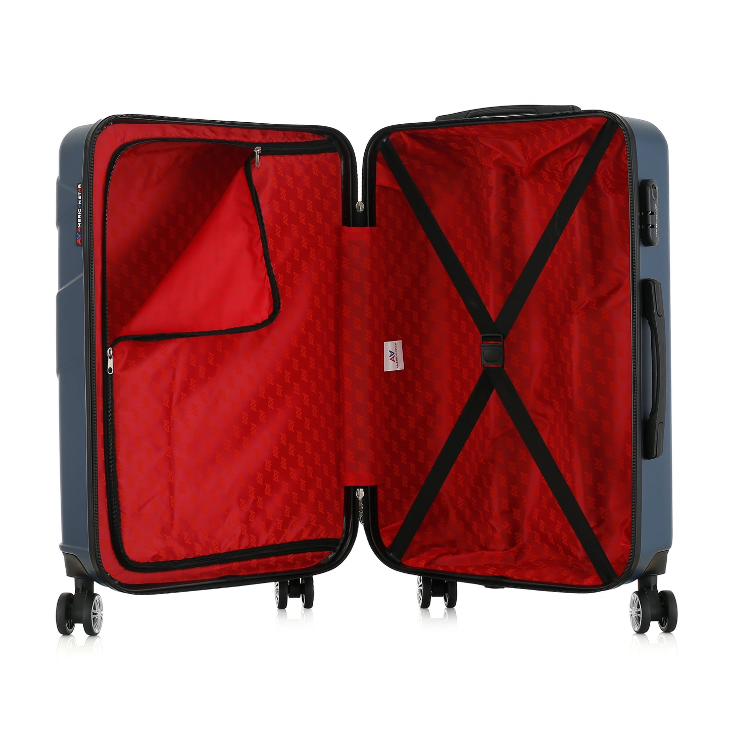 Valise bleue de notre collection American Star Boston, taille M ouverte