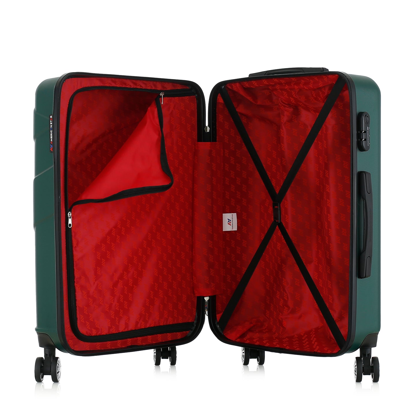 Valise verte de notre collection American Star Boston, taille M ouverte