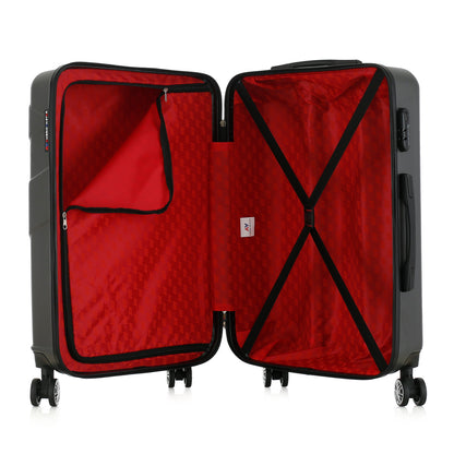 Valise grise de notre collection American Star Boston, taille M ouverte