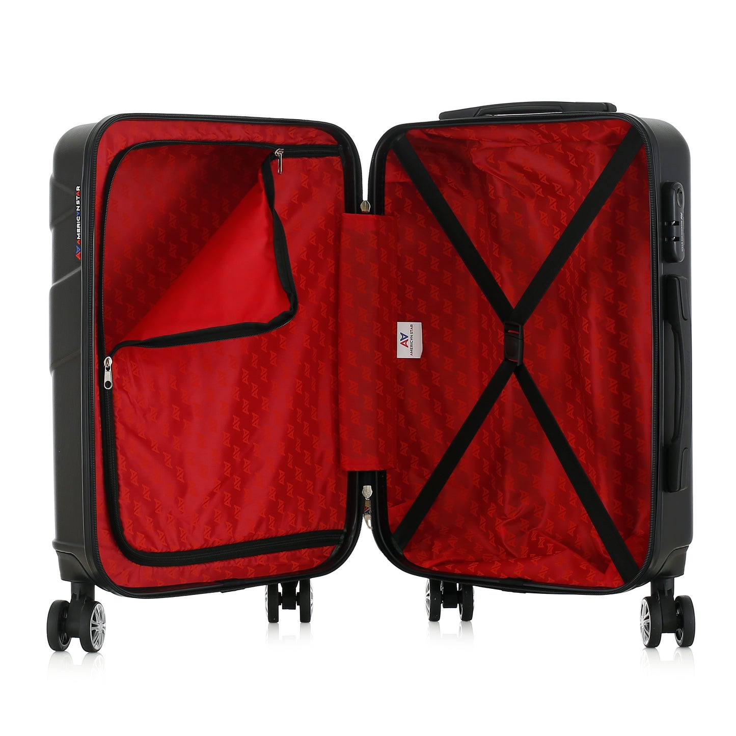 Valise noire de notre collection American Star Boston, taille S ouverte