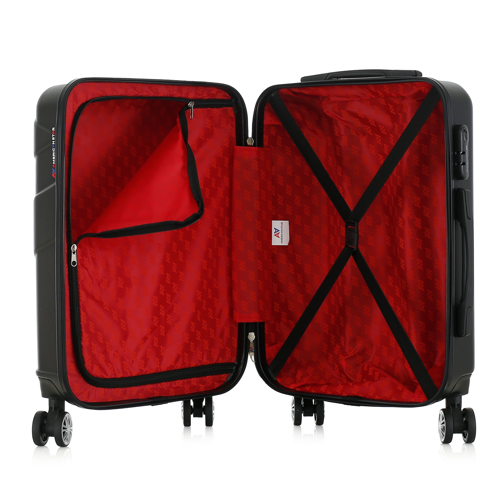 Valise noire de notre collection American Star Boston, taille S ouverte