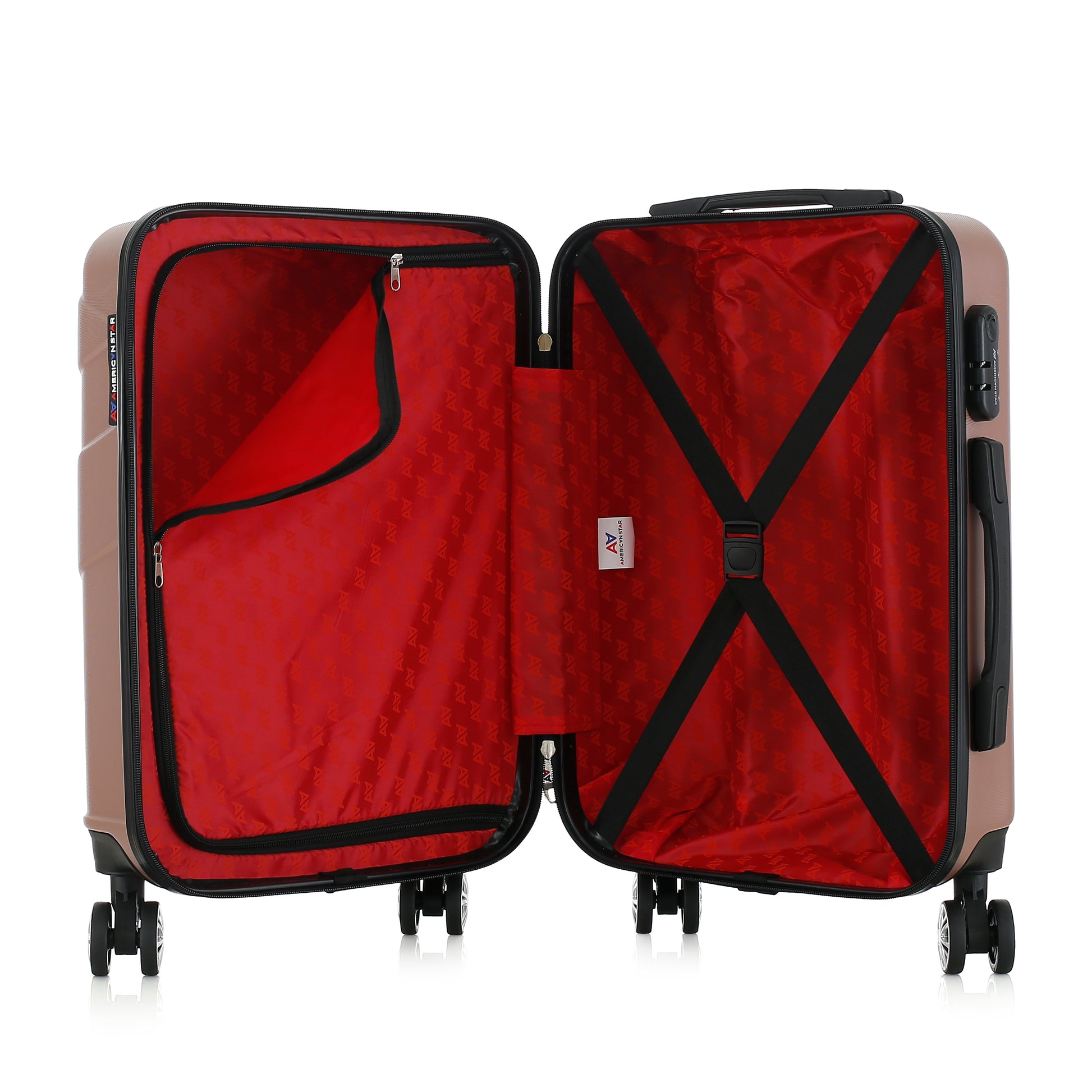 Valise or rose de notre collection American Star Boston, taille S ouverte