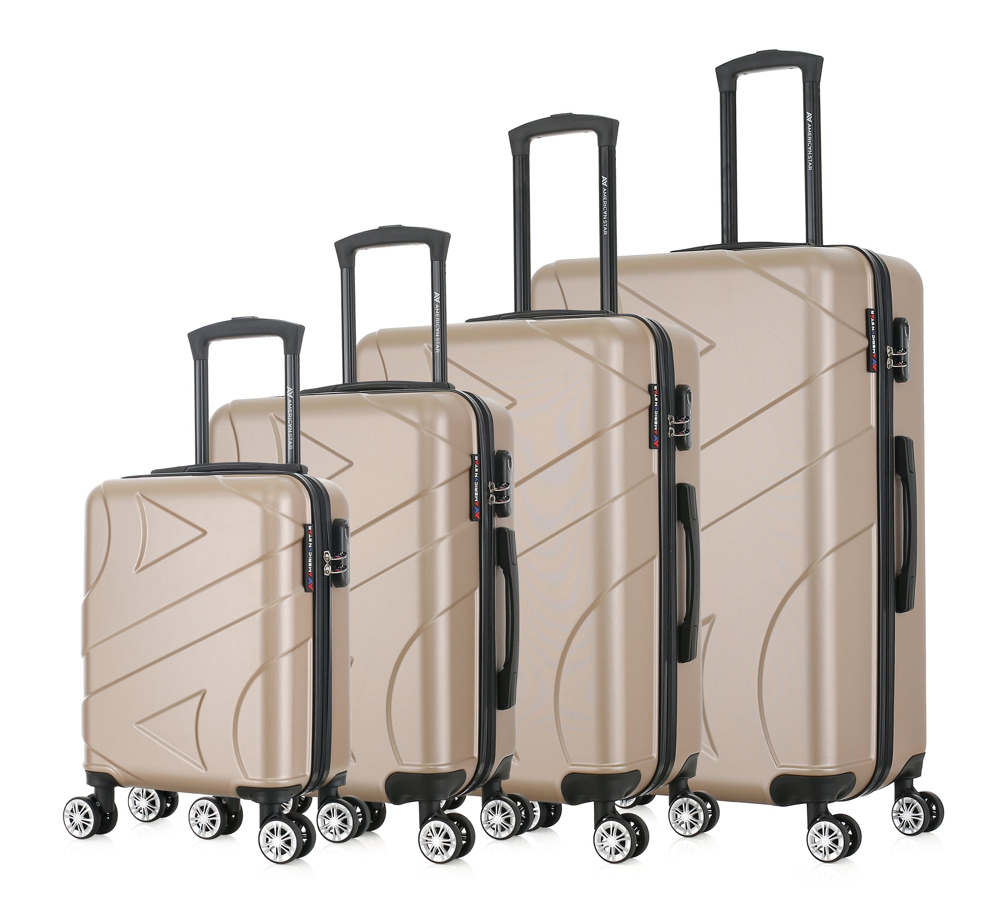 Set de 4 valises beiges de notre collection American Star, Boston, de côté