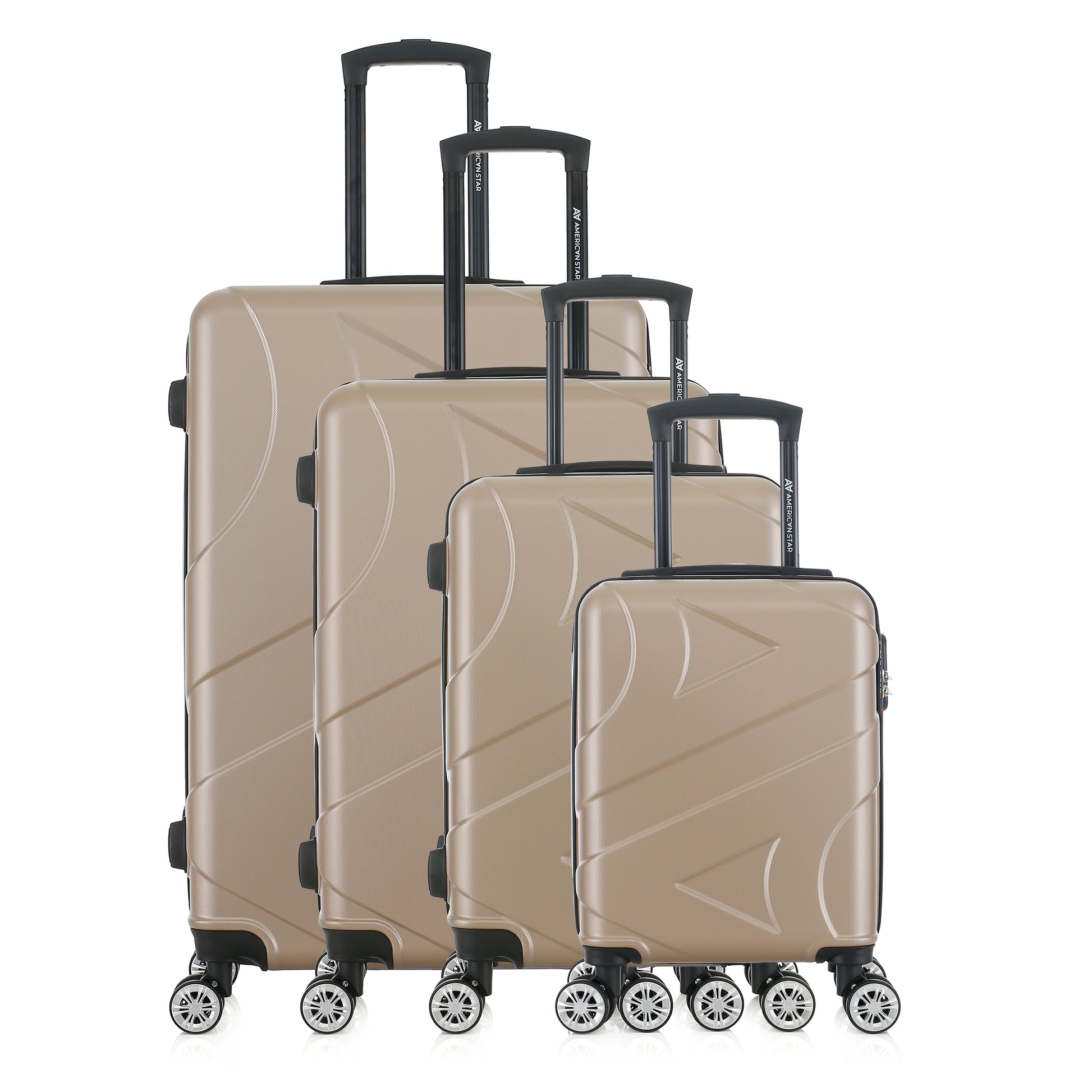 Set de 4 valises beiges de notre collection American Star, Boston, de face