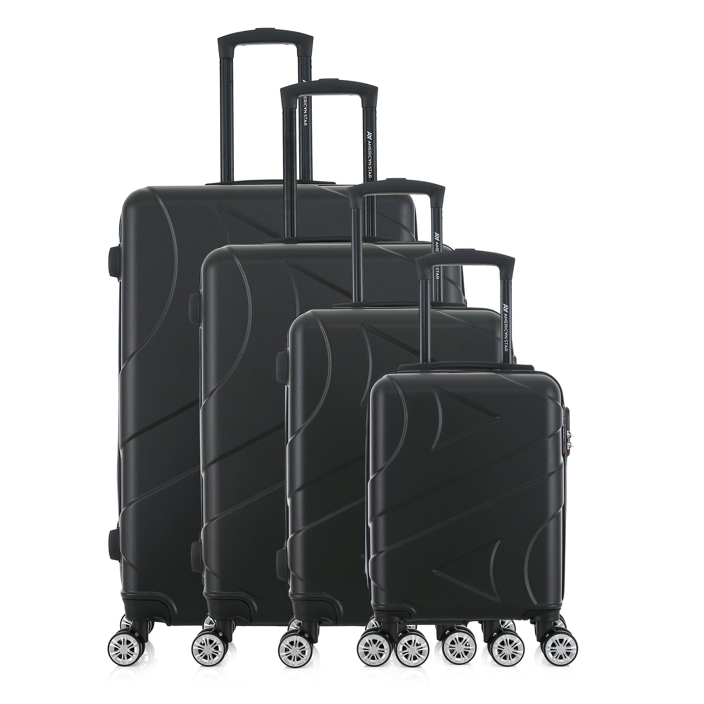 Set de 4 valises noires de notre collection American Star, Boston, de face