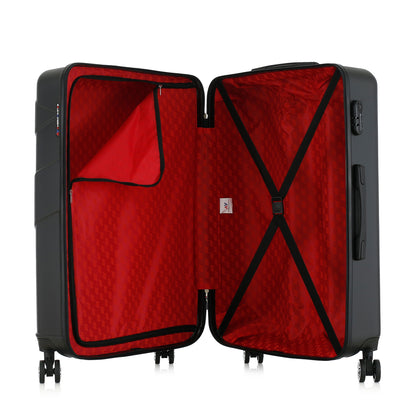 Grande valise noire ouverte
