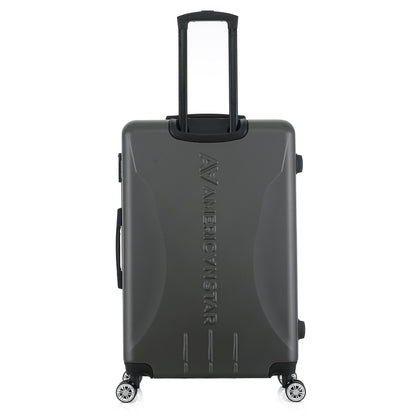 Grande valise grise de dos
