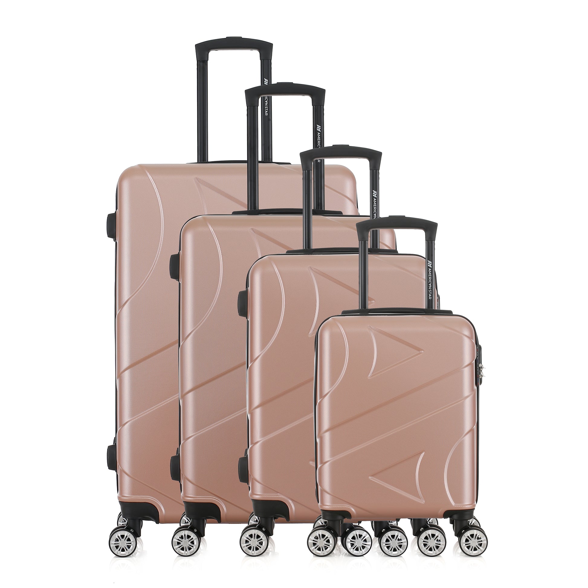 Set de 4 valises or rose de notre collection American Star, Boston, de face
