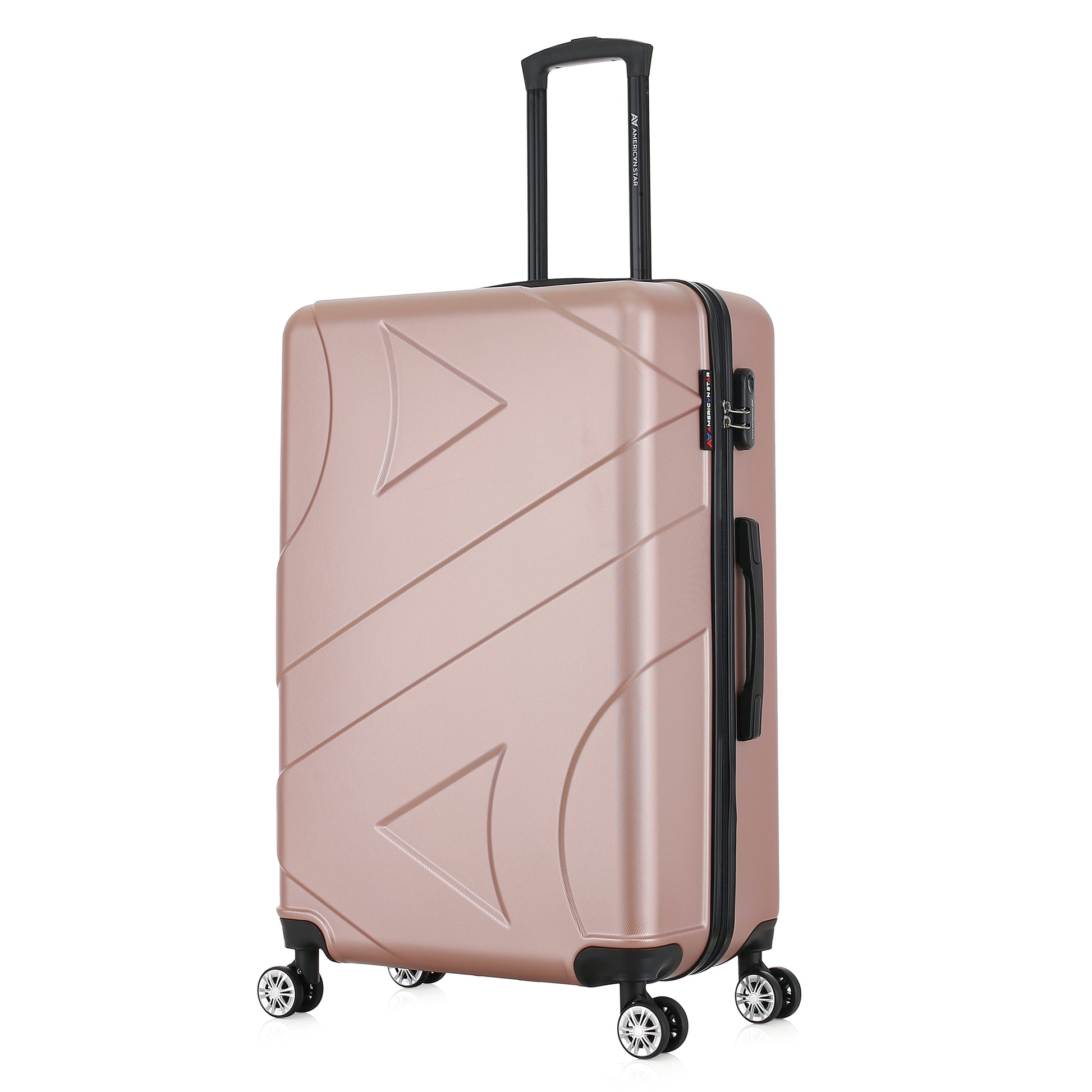 Grande valise rose de 3/4
