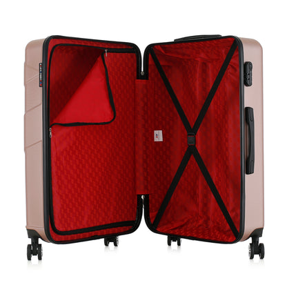 Grande valise rose ouverte
