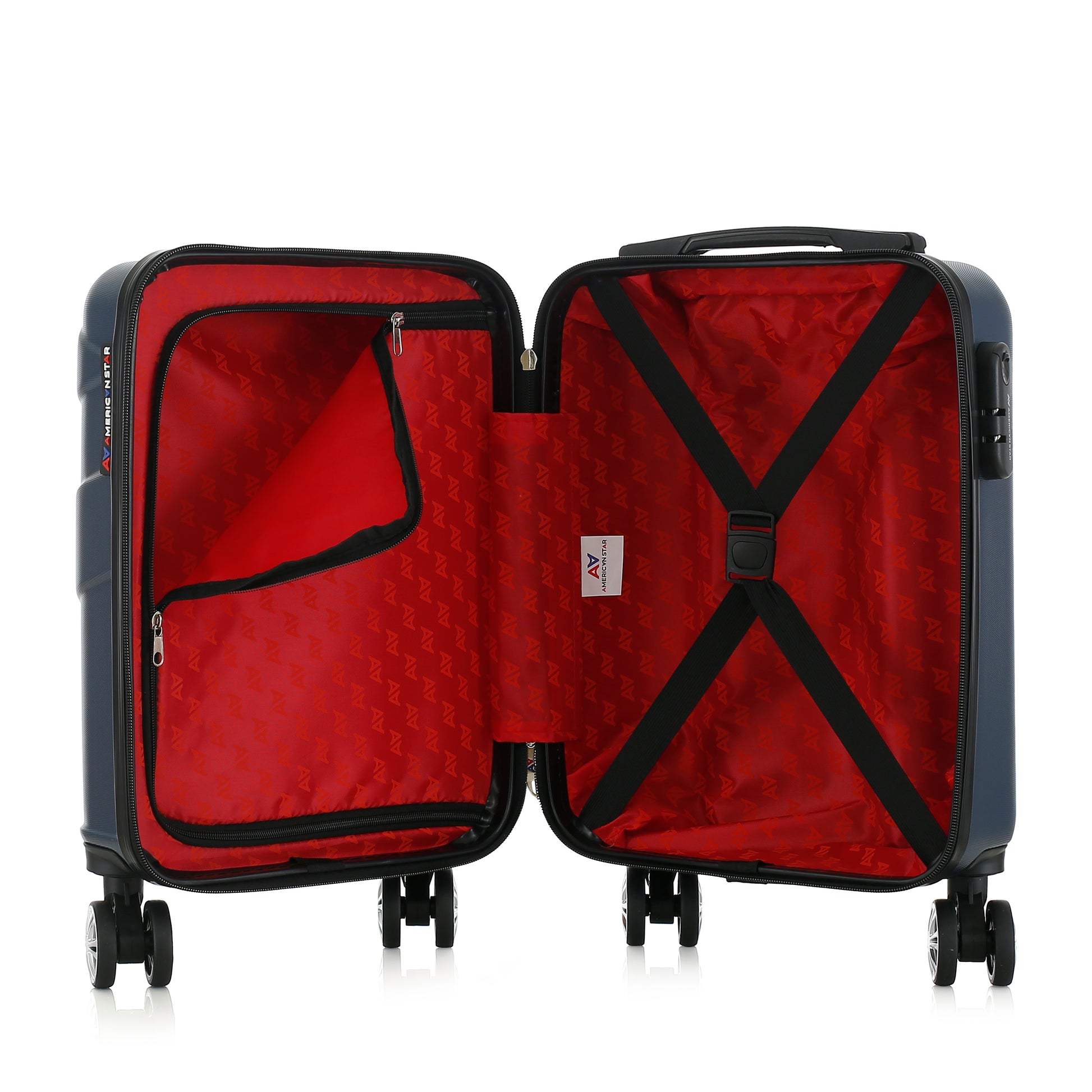 Valise bleue de notre collection American Star Boston, taille XS ouverte