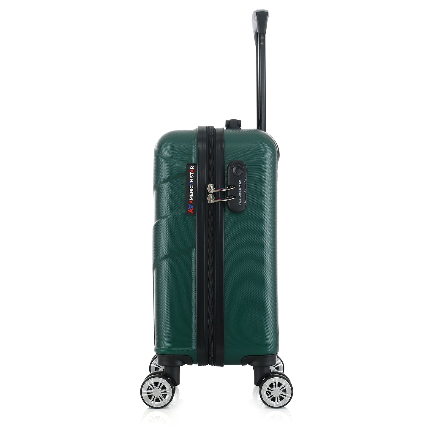 Valise verte de notre collection American Star Boston, taille XS de côté