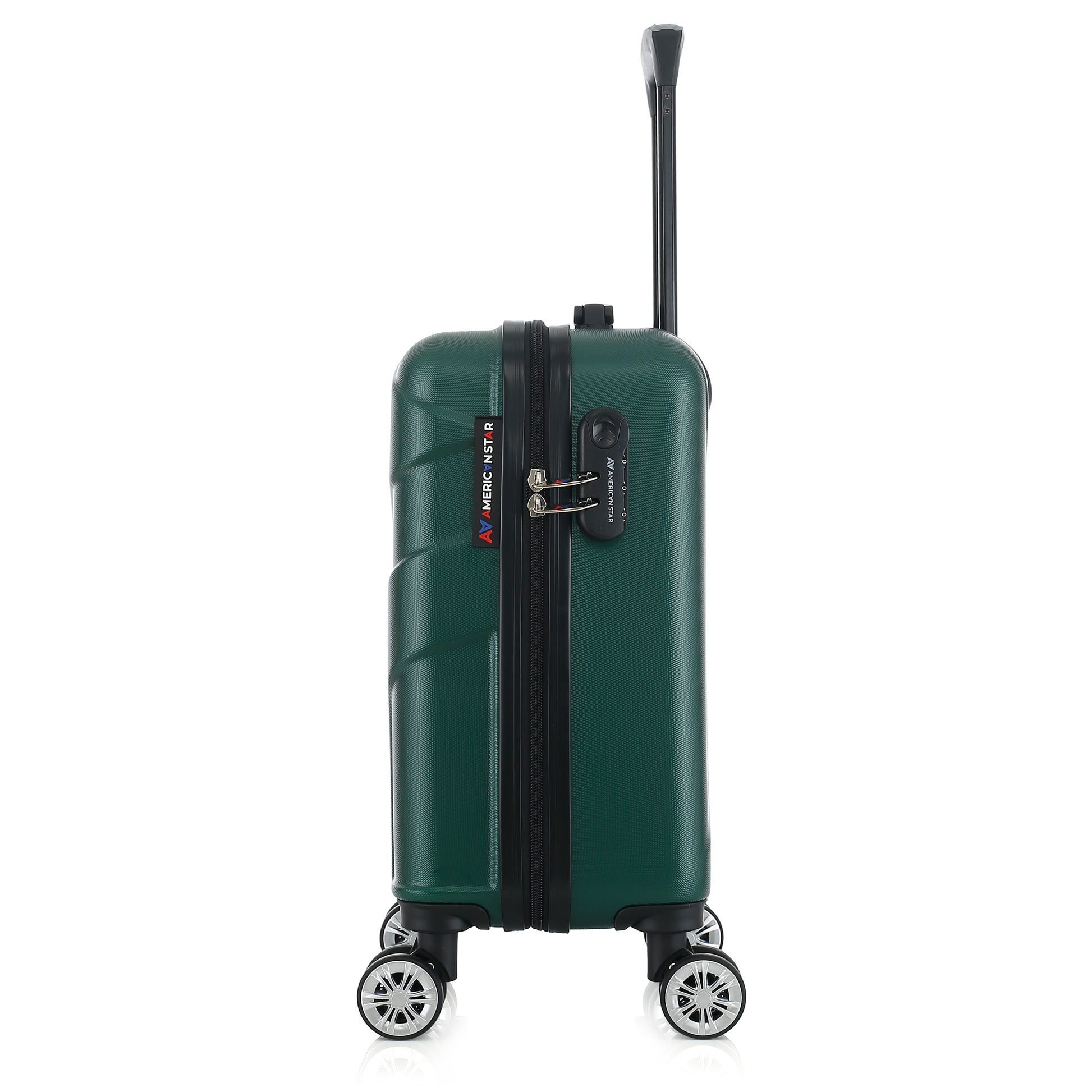 Valise verte de notre collection American Star Boston, taille XS de côté