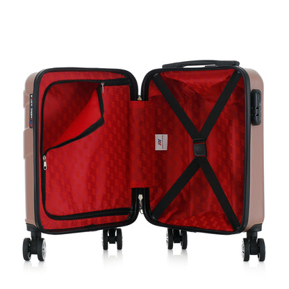 Valise or rose de notre collection American Star Boston, taille XS ouverte