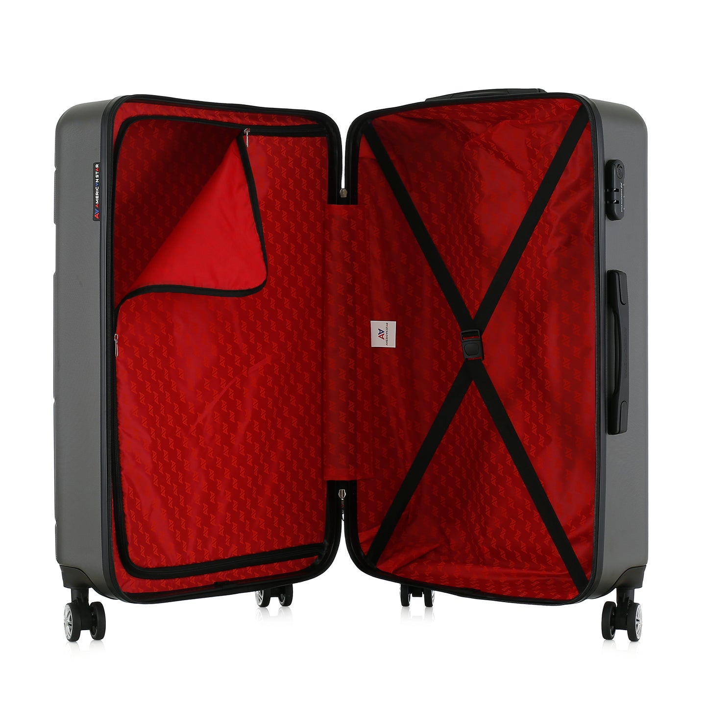 Valise grise de notre collection American Star Chicago, taille L ouverte