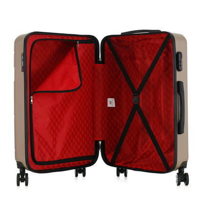 Valise beige de notre collection American Star Chicago, taille M ouverte