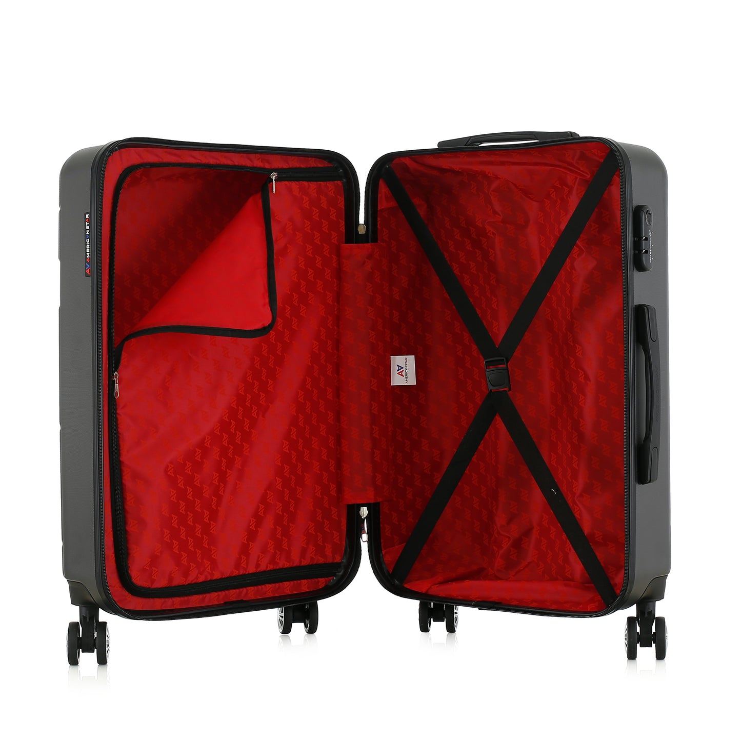 Valise grise de notre collection American Star Chicago, taille M ouverte