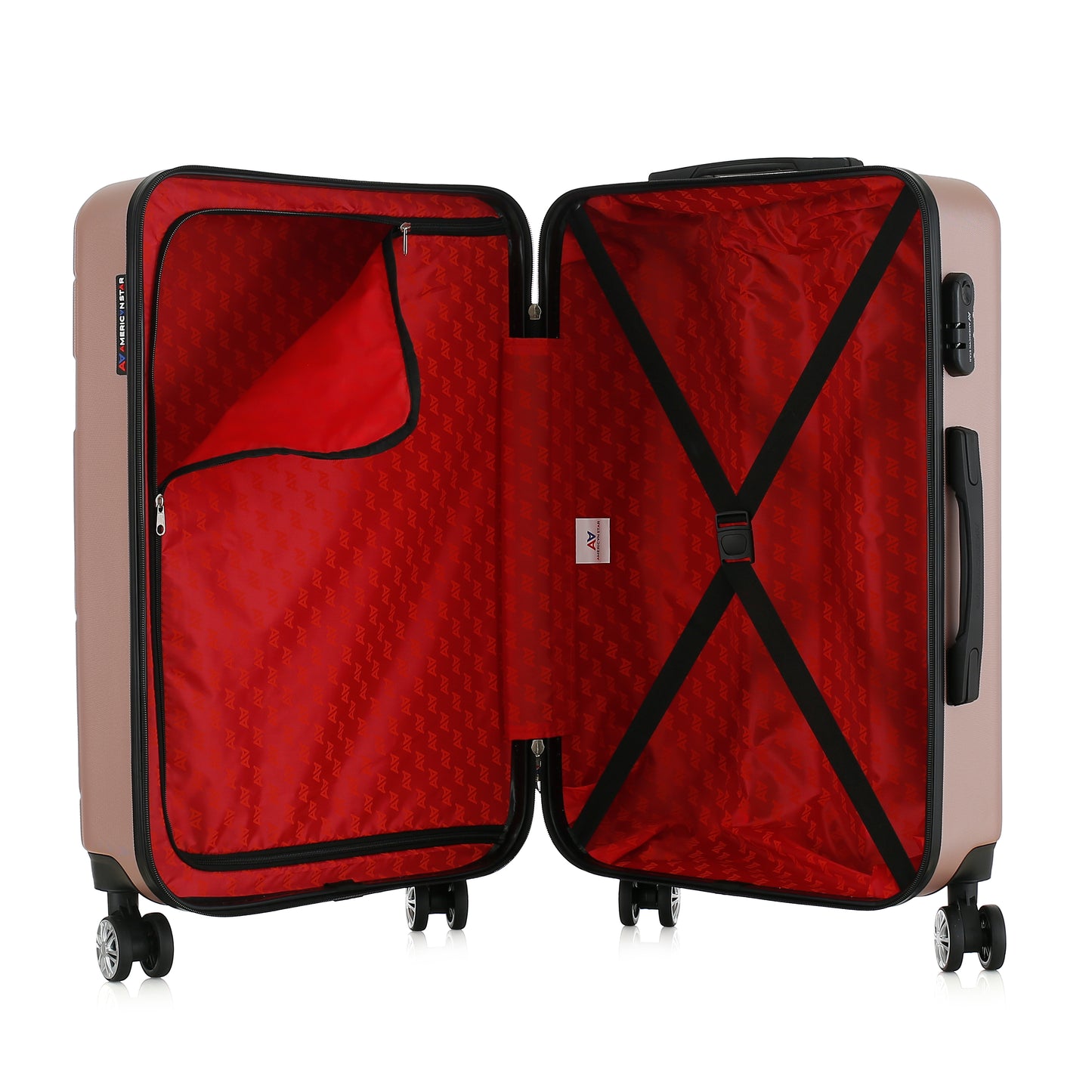 Valise or rose de notre collection American Star Chicago, taille M ouverte