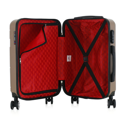 Valise beige de notre collection American Star Chicago, taille S ouverte