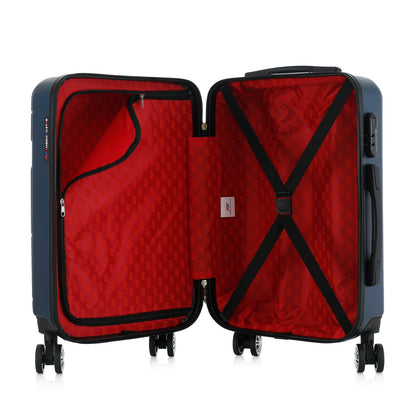 Valise bleue de notre collection American Star Chicago, taille S ouverte