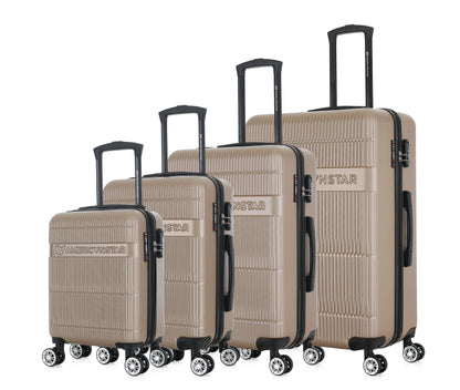 Set de 4 valises beiges de notre collection American Star, Chicago, de côté