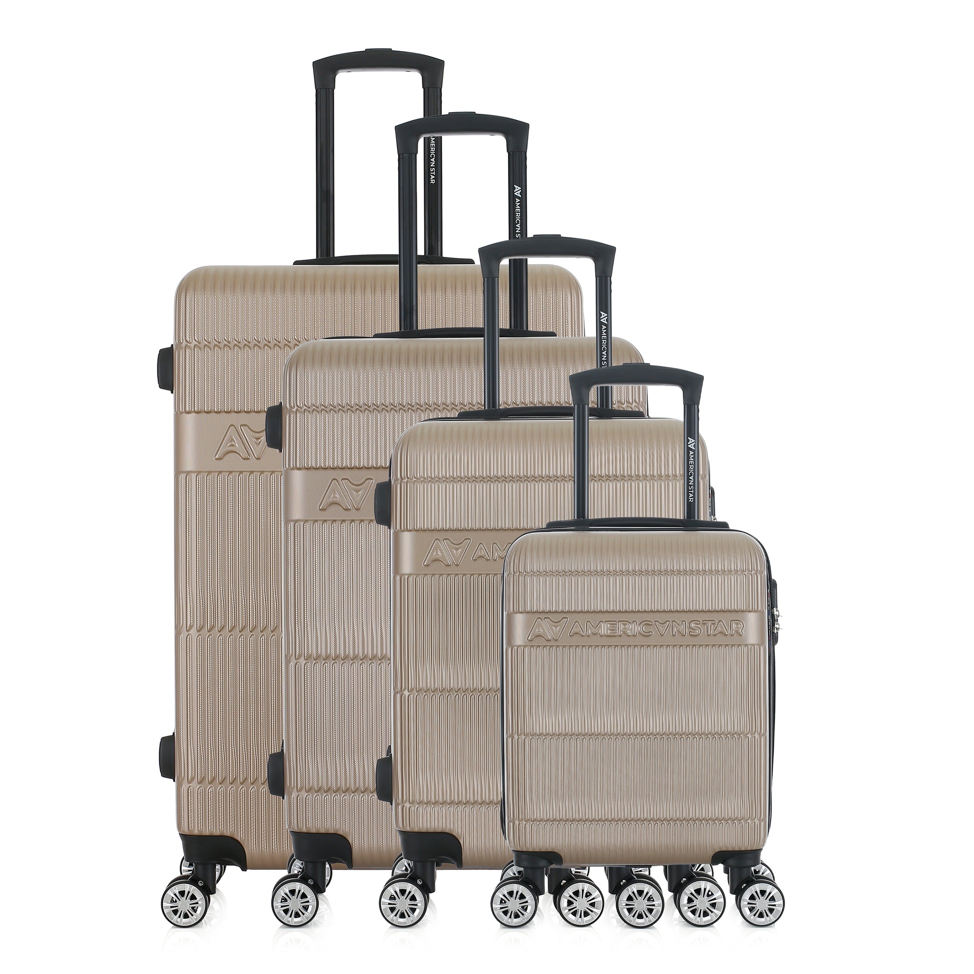 Set de 4 valises beiges de notre collection American Star, Chicago, de face