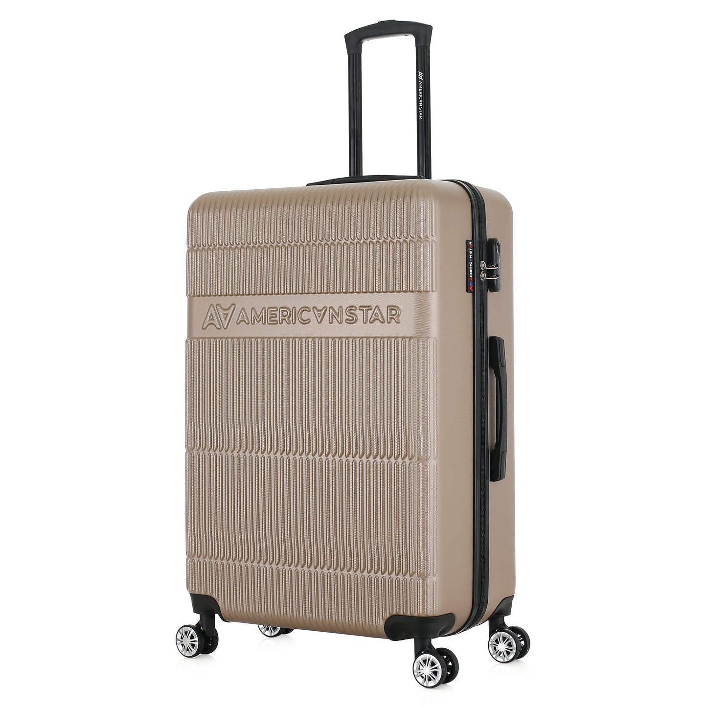 Grande valise beige de 3/4
