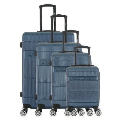 Set de 4 valises bleues de notre collection American Star, Chicago, de face