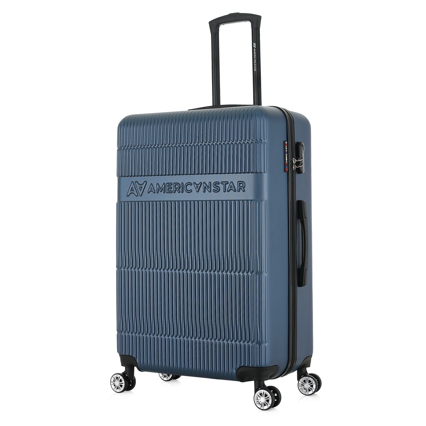 Grande valise bleue de 3/4
