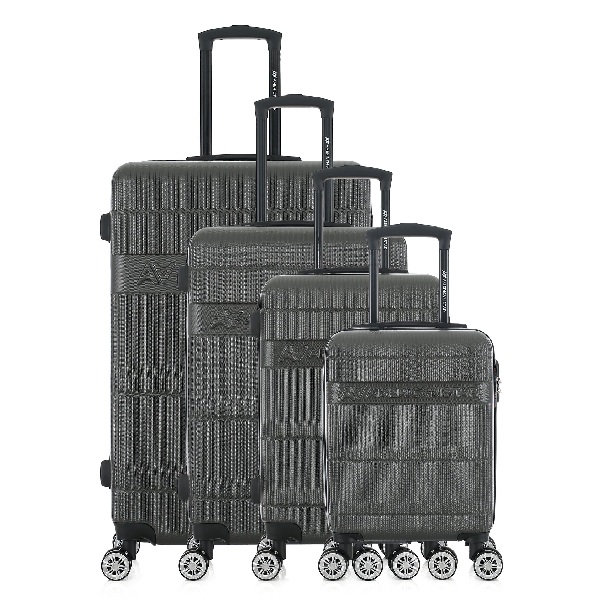 Set de 4 valises grises de notre collection American Star, Chicago, de face