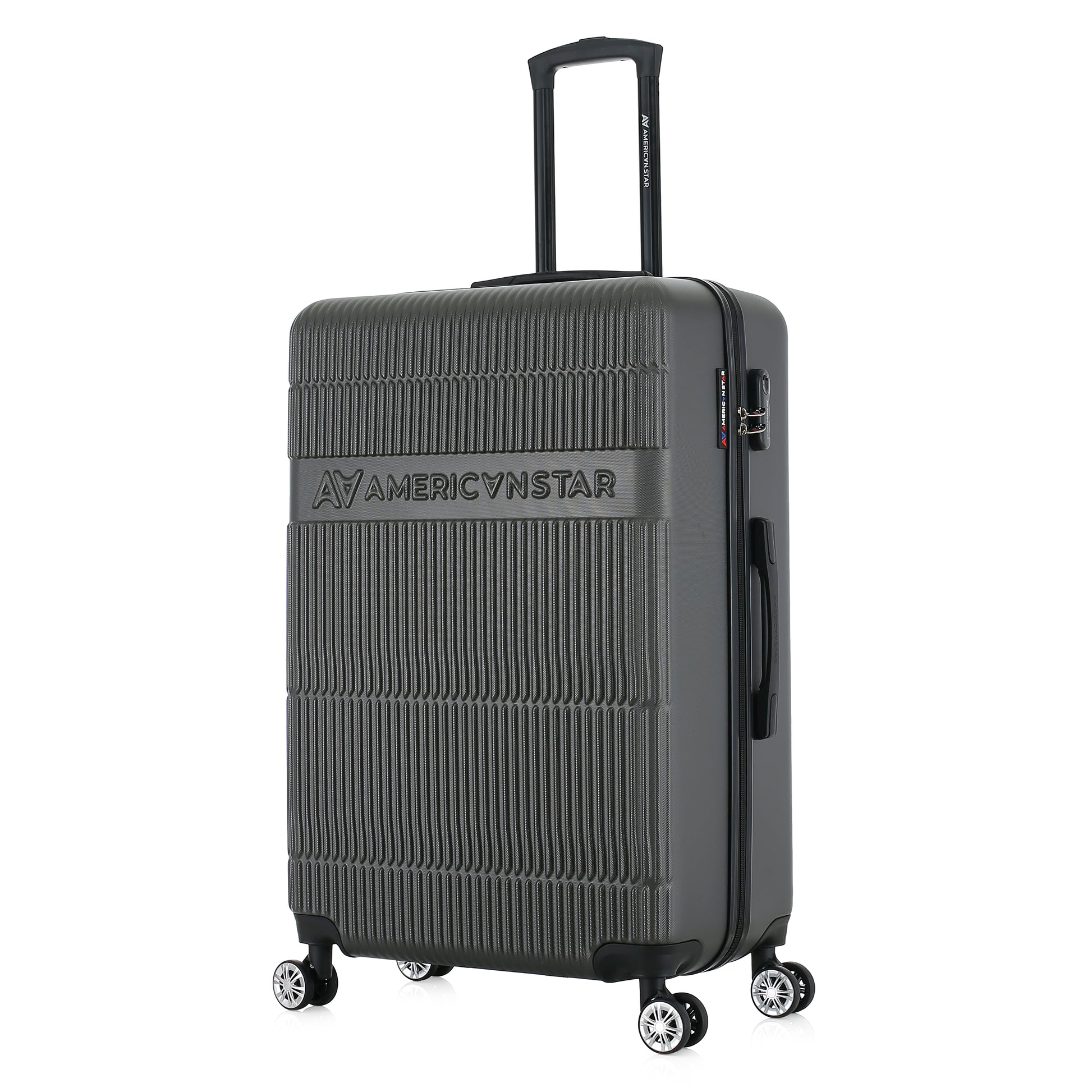 Grande valise grise de 3/4
