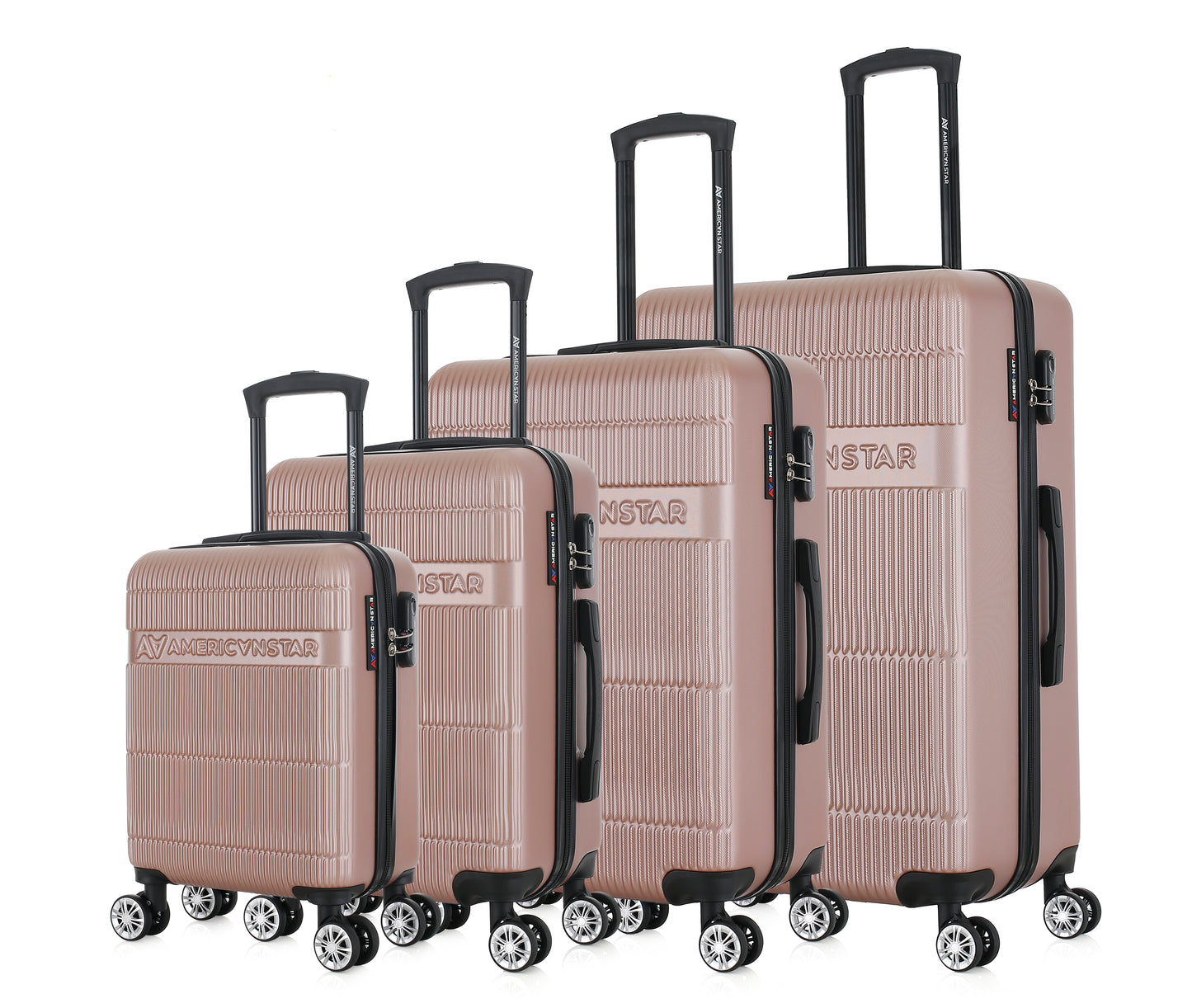 Set de 4 valises or rose de notre collection American Star, Chicago, de côté