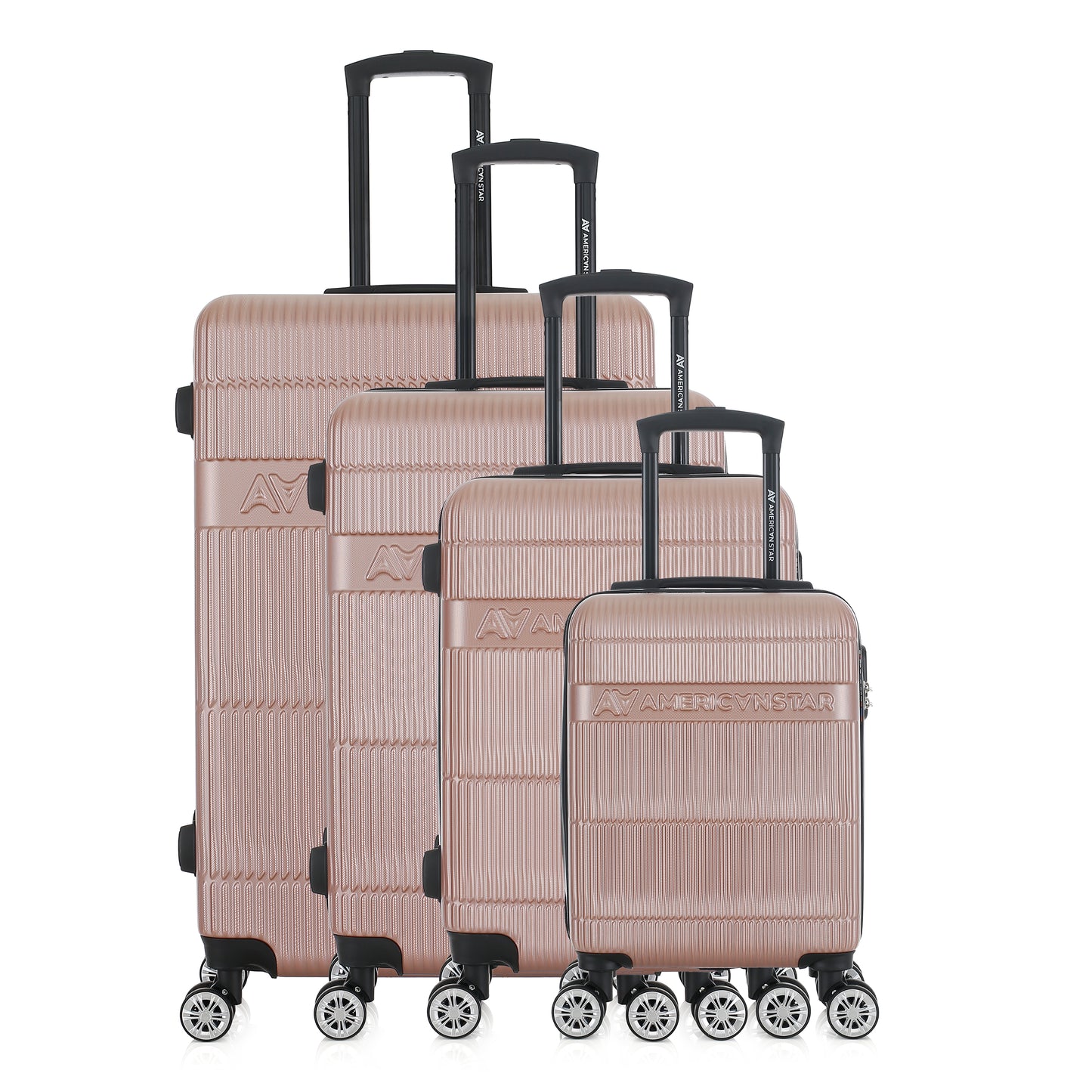 Set de 4 valises or rose de notre collection American Star, Chicago, de face