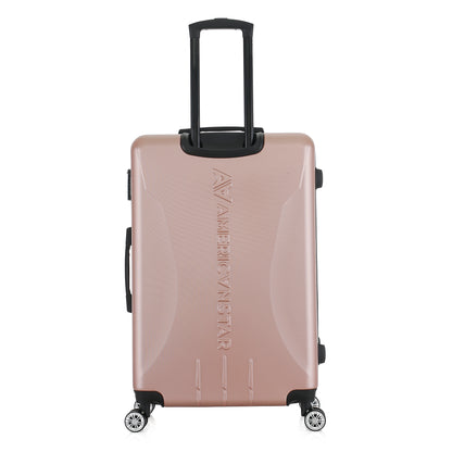 Grande valise rose de dos
