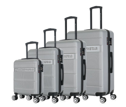 Set de 4 valises argentées de notre collection American Star, Chicago, de côté