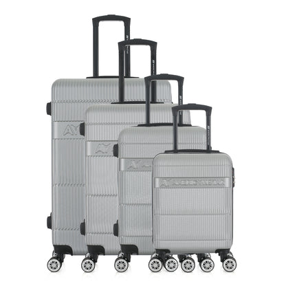 Set de 4 valises argentées de notre collection American Star, Chicago, de face
