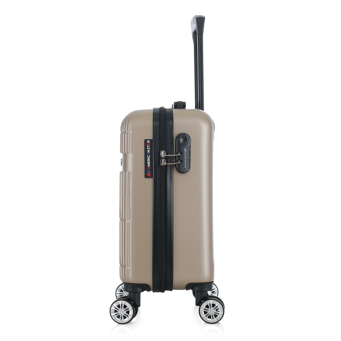 Valise beige de notre collection American Star Chicago, taille XS de côté
