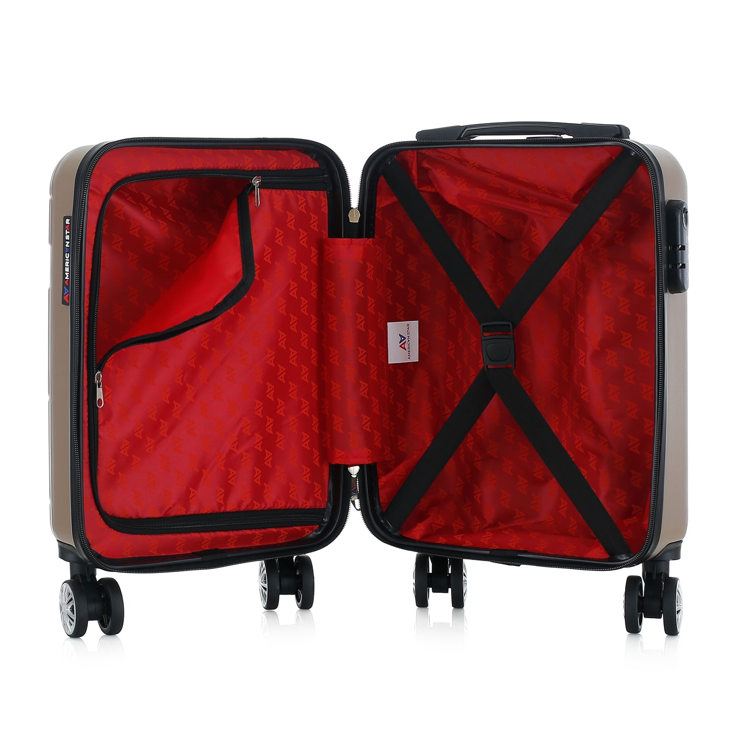 Valise beige de notre collection American Star Chicago, taille XS ouverte