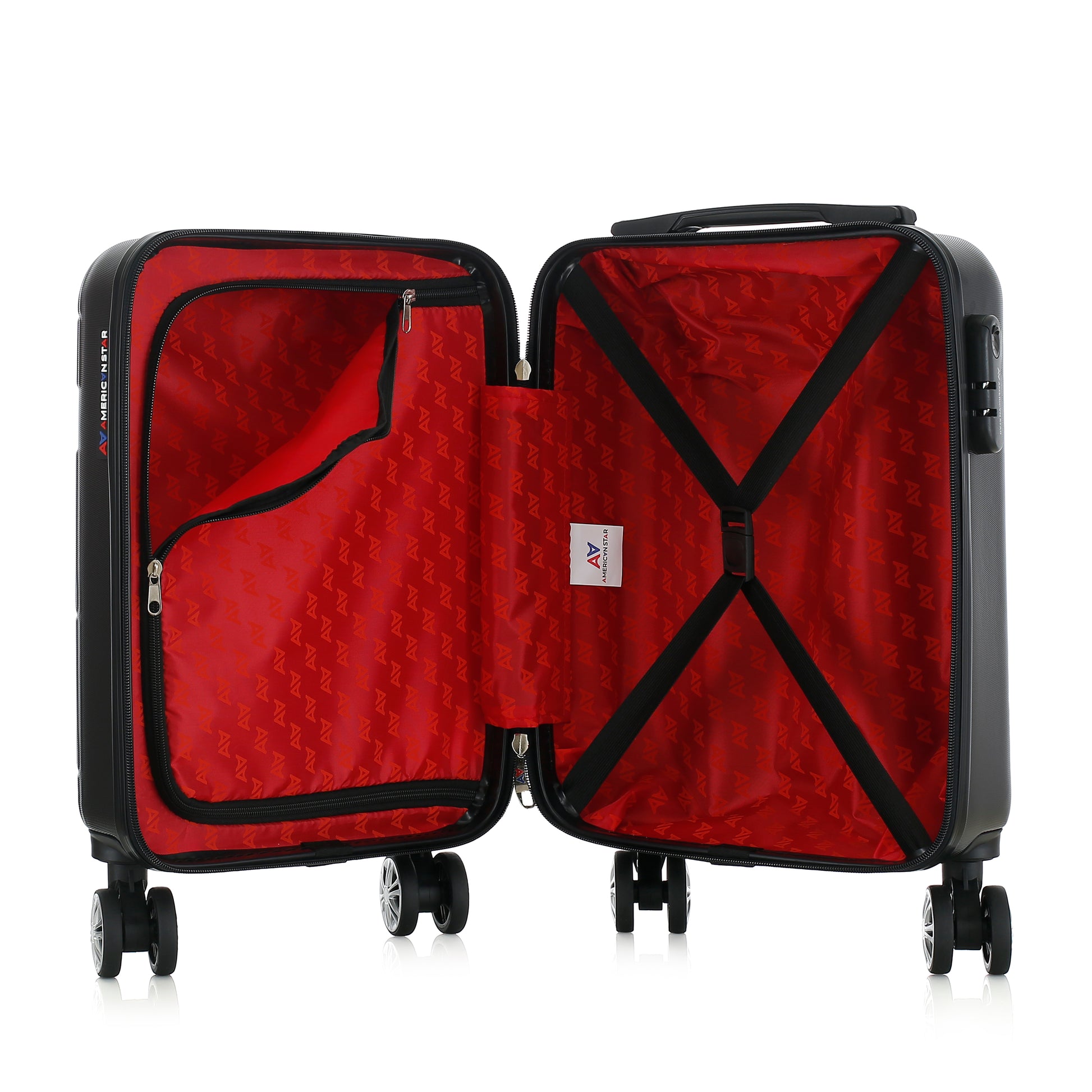 Valise noire de notre collection American Star Chicago, taille XS ouverte