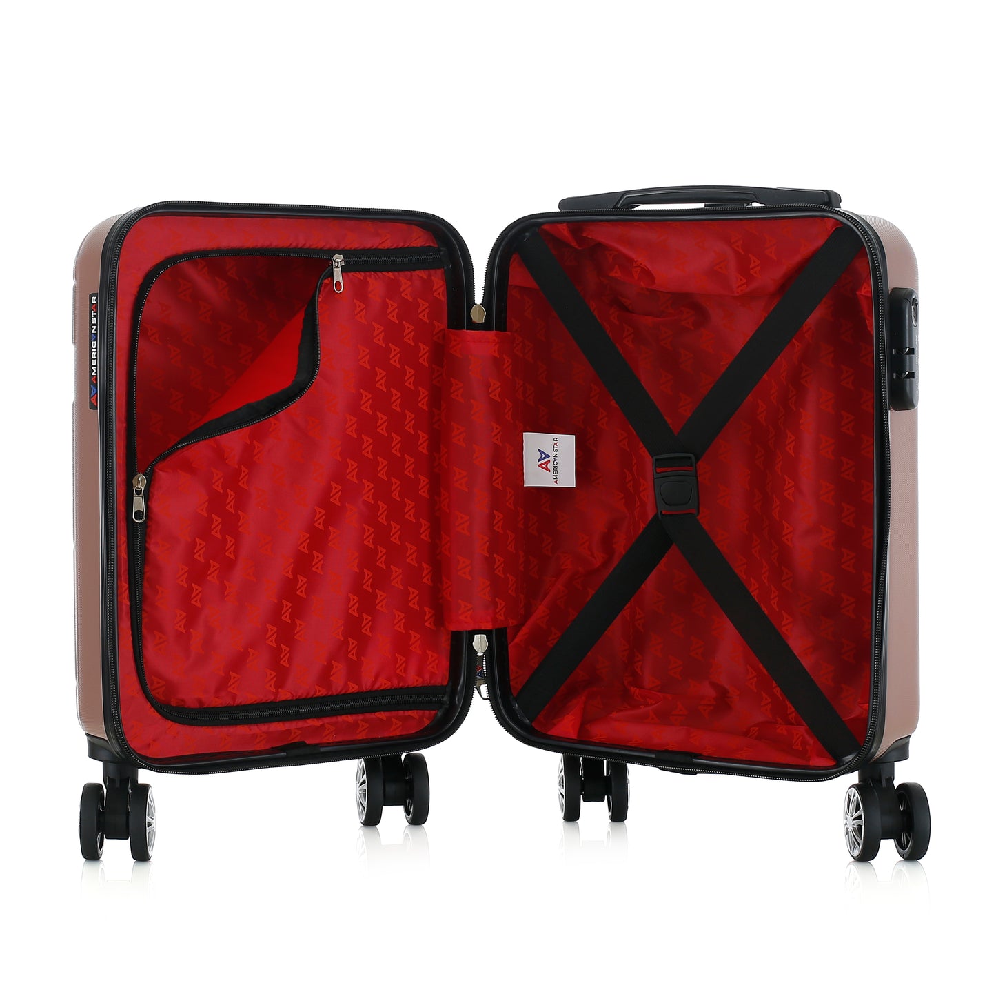 Valise or rose de notre collection American Star Chicago, taille XS ouverte