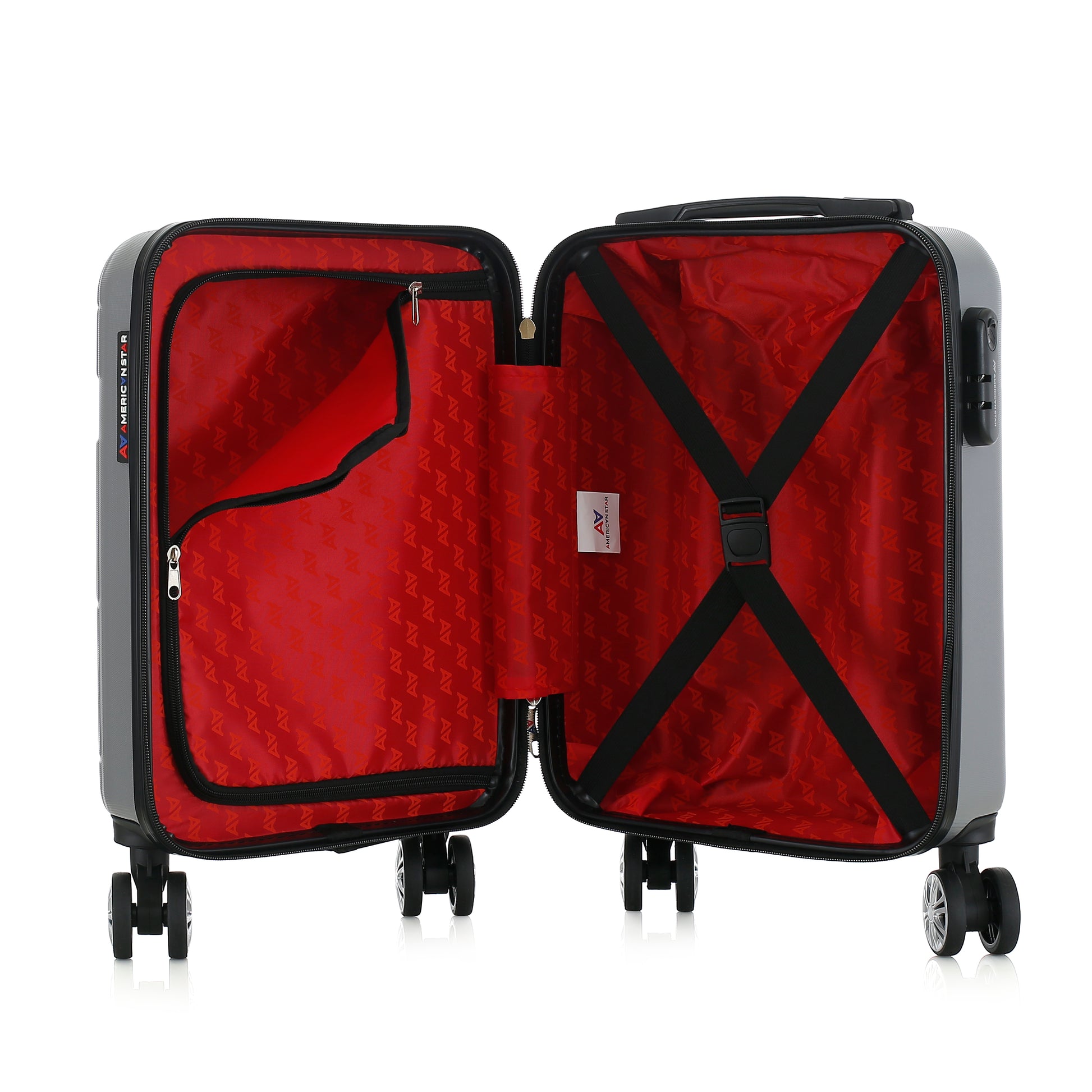 Valise argent de notre collection American Star Chicago, taille XS ouverte