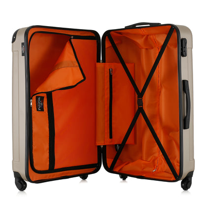 Valise beige de notre collection Potiron Paris, Concorde, taille L, ouverte