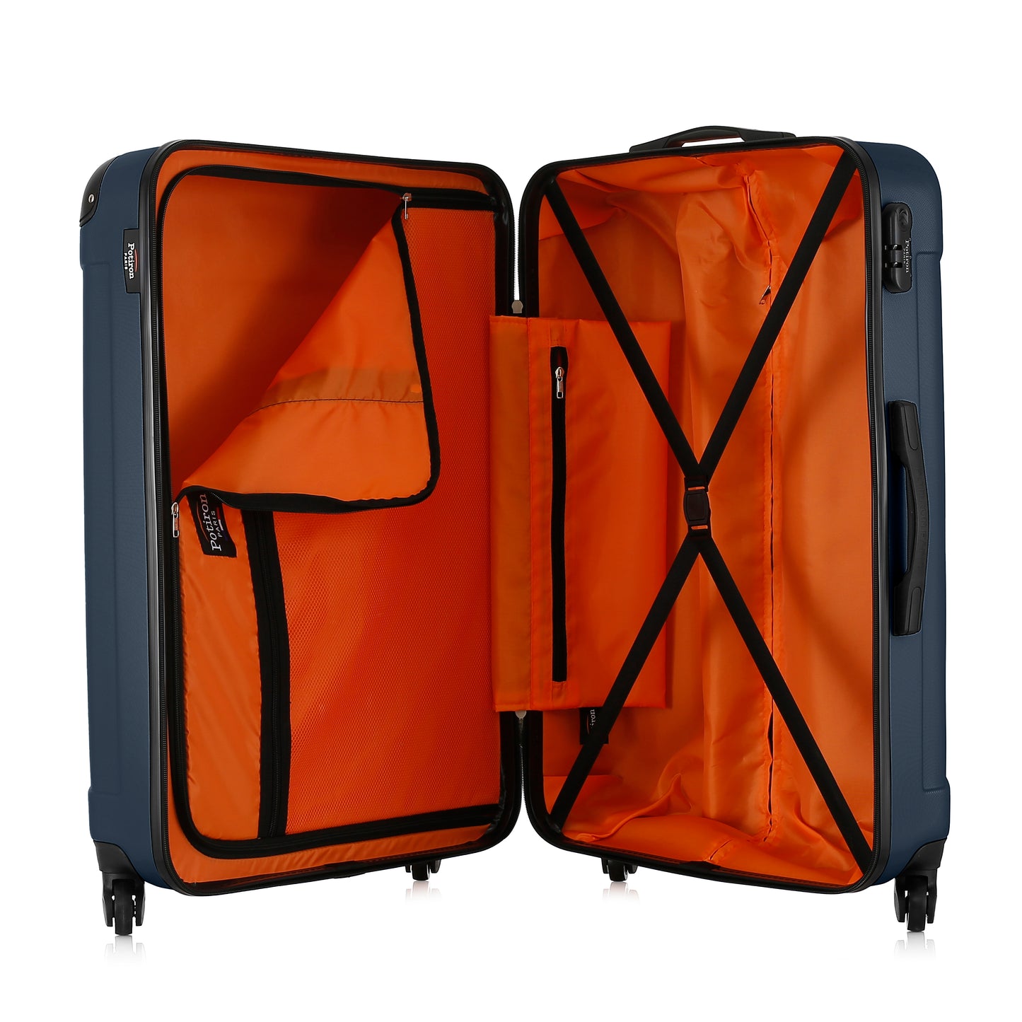 Valise bleue de notre collection Potiron Paris, Concorde, taille L, ouverte