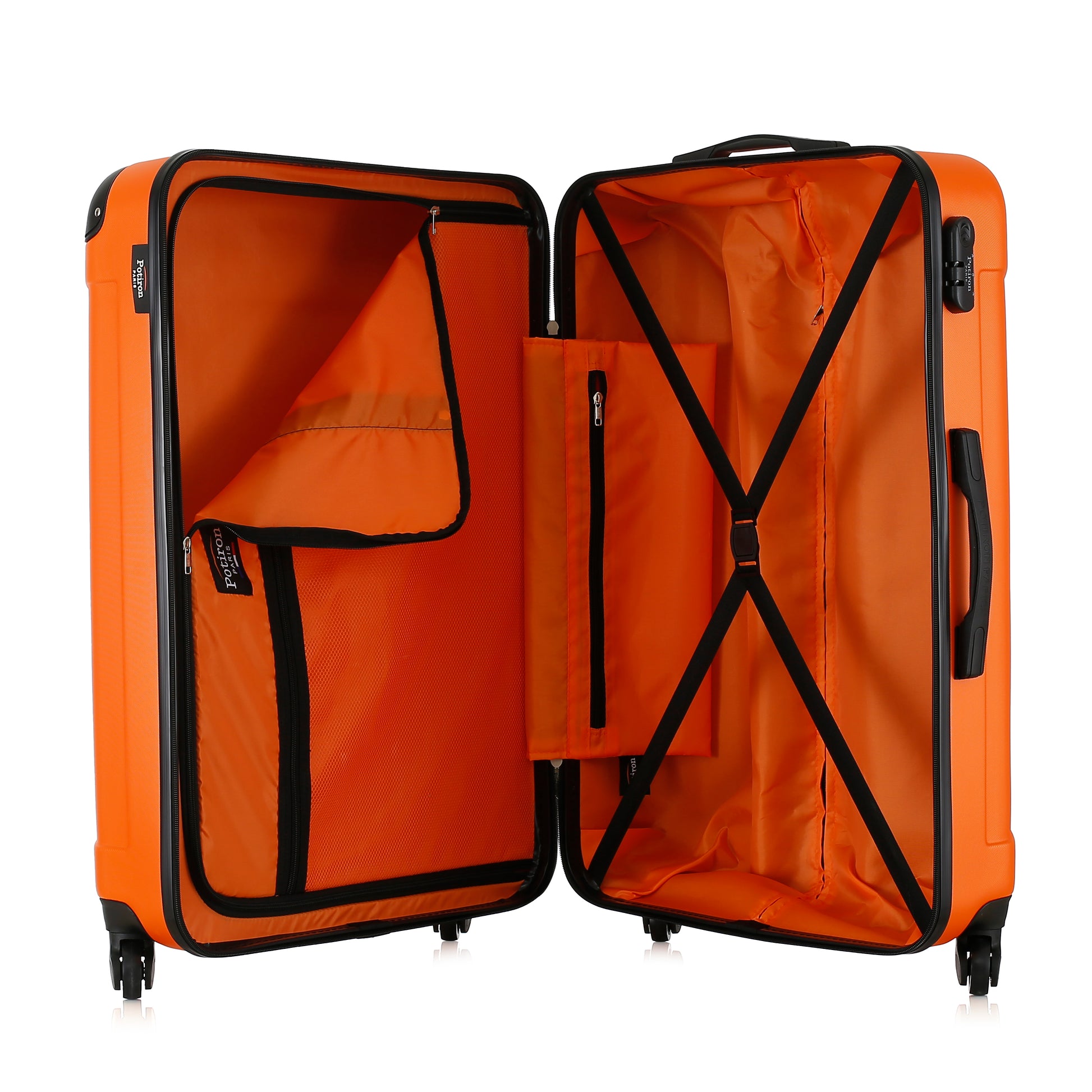 Valise orange de notre collection Potiron Paris, Concorde, taille L, ouverte
