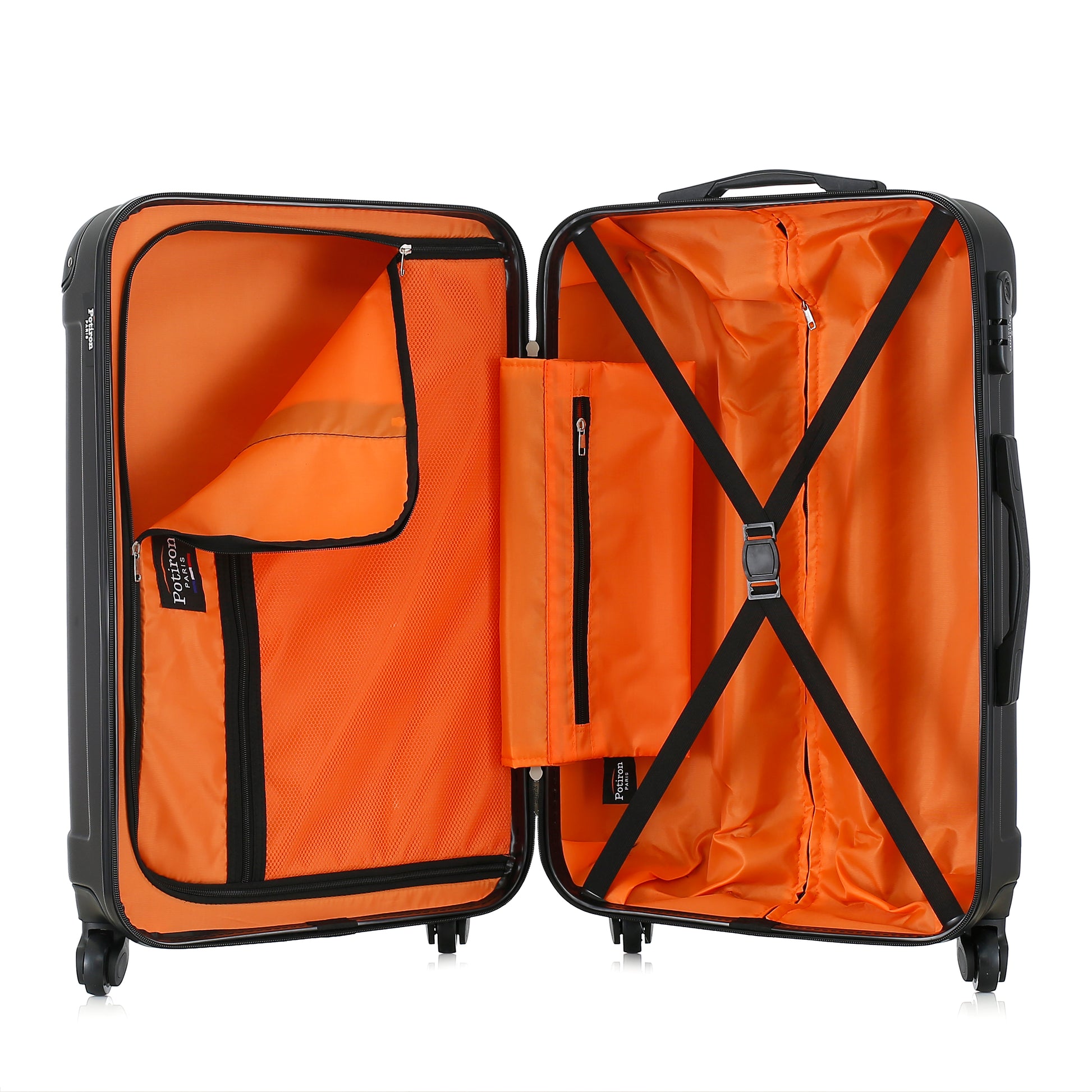 Valise noire de notre collection Potiron Paris, Concorde, taille M, ouverte