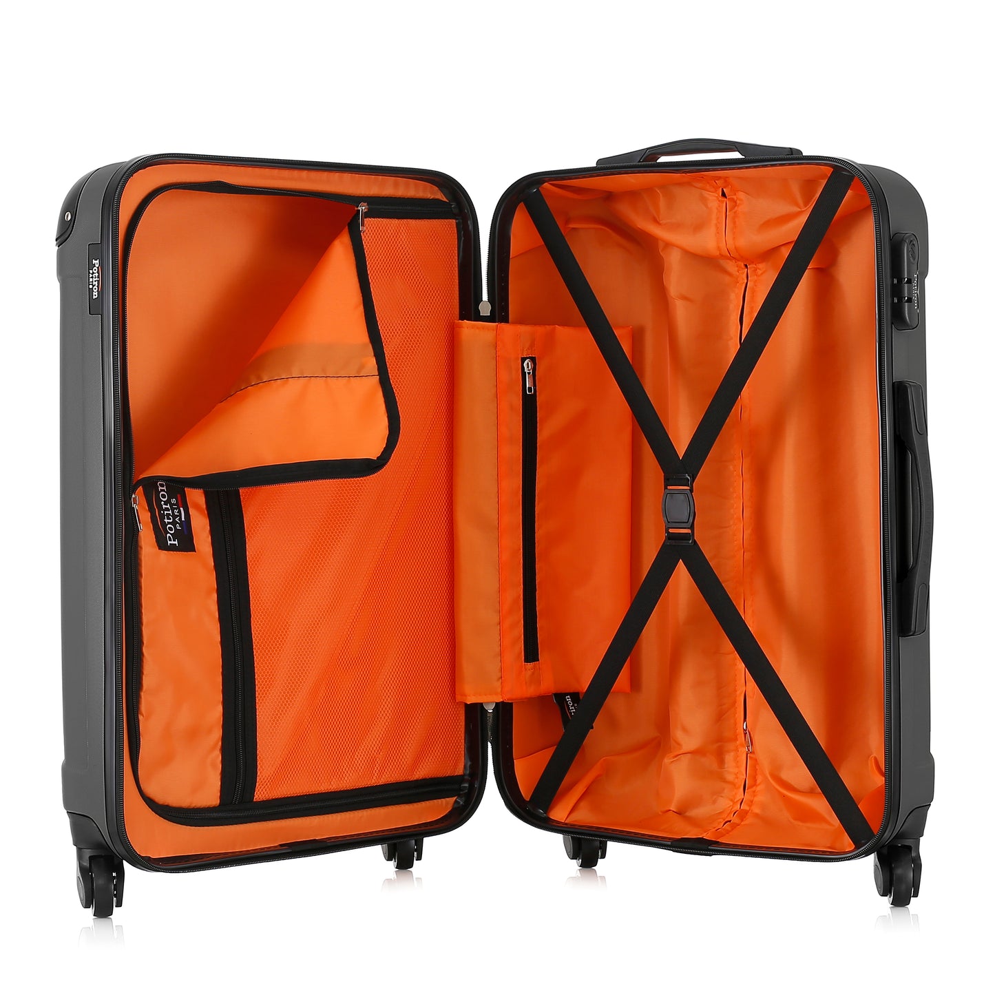 Valise grise de notre collection Potiron Paris, Concorde, taille M, ouverte