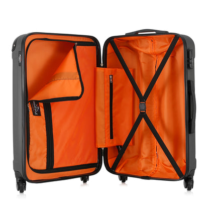 Valise grise de notre collection Potiron Paris, Concorde, taille M, ouverte